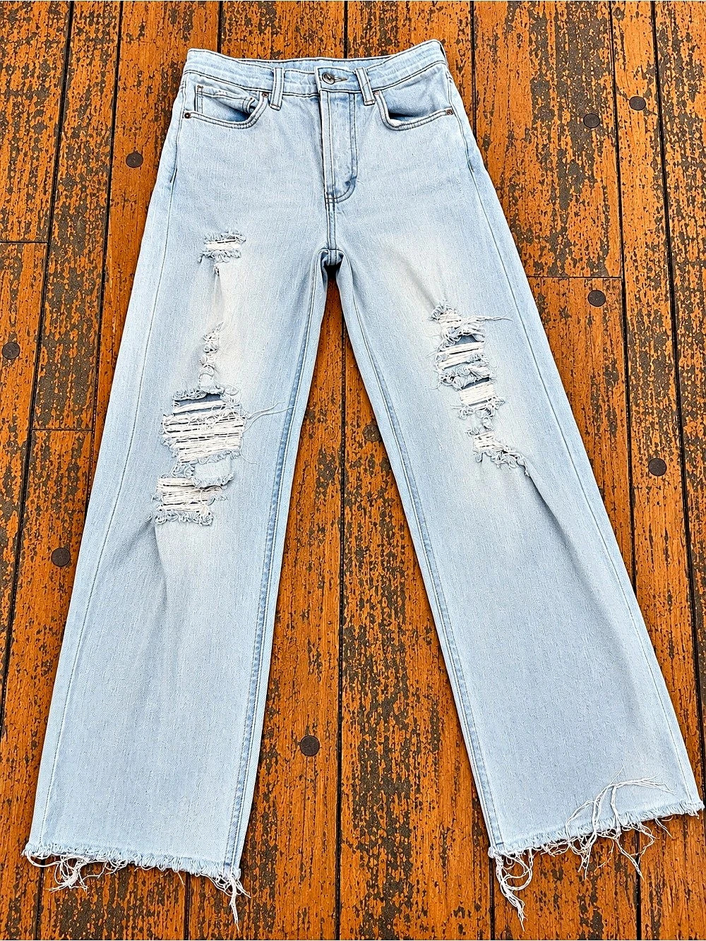 Wild Fable Women's Distressed Wide Leg Jeans in Blue Size 2